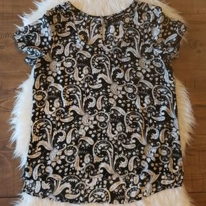 Express Paisley High Low Blouse Top Medium Keyhole
